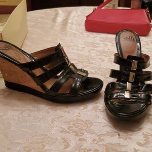 Sofft black wedge sandals